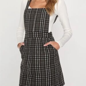 Lulu's Black and White Plaid Skirt